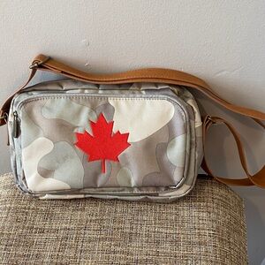 Camouflage Crossbody Bag with Red Maple Leaf
